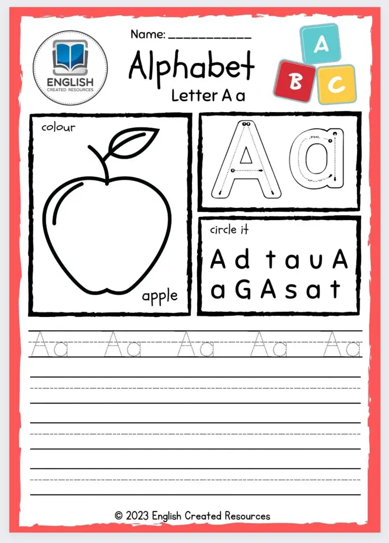 Alphabet Tracing and Coloring Worksheets – English Created Resources