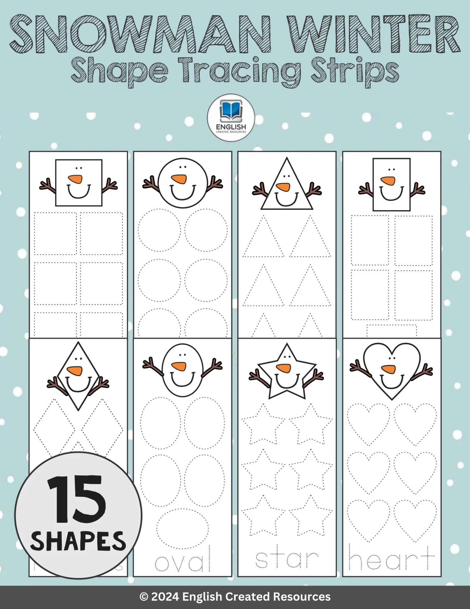 Snowman Winter Shape Tracing Strips – English Created Resources